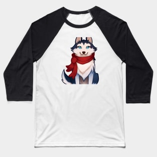 Cute Husky Drawing Baseball T-Shirt